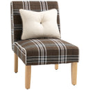 HOMCOM Dining Chair Linen-Touch Fabric Kitchen Chair W/ Rubber Wood Legs Brown