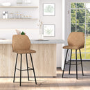 HOMCOM Bar Stools Set of 2, Upholstered Kitchen Stools with Back, Footrest