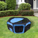 Fabric Pet Puppy Dog Cat Rabbit Pig  Playpen Play Pen Run Blue Black 37x37x95cm