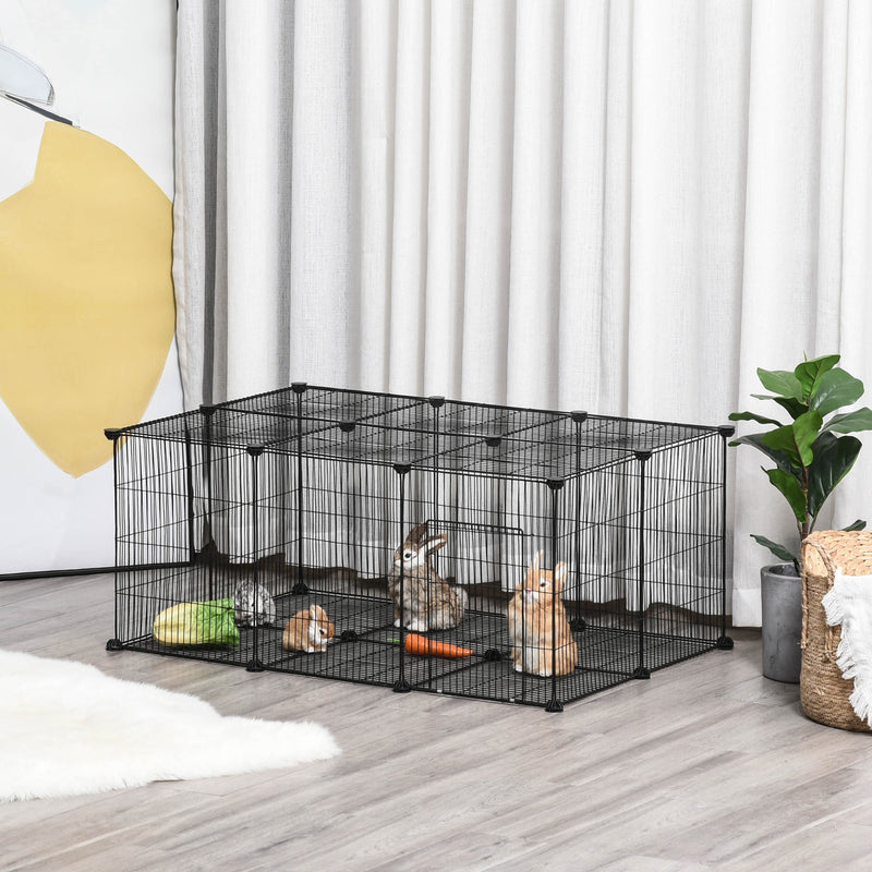 PawHut DIY Pet Playpen Cage 22 Piece w/Door Bunny Chinchilla Hedgehog Guinea Pig