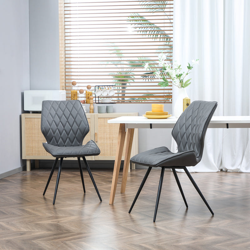 HOMCOM Mid-Century Dining Chairs Set of 2, Upholstered Accent Chairs, Grey