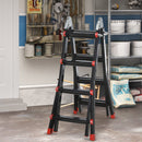 HOMCOM 4M Aluminium Duo Ladder Telescopic Herringbone Multi-Purpose DIY Non-Slip