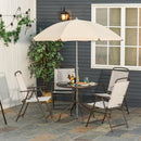 Outsunny 6PC Garden Dining Set Outdoor Furniture Folding Chairs Table Parasol