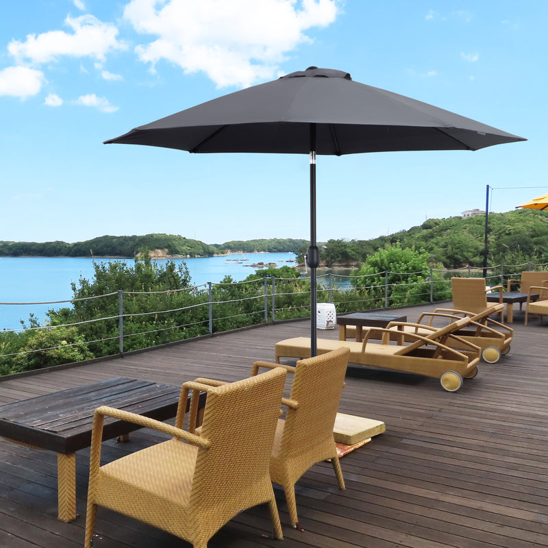 Outsunny 2.7M Patio Umbrella Outdoor Sunshade Canopy w/ Tilt and Crank Grey