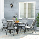 Outsunny Garden Dining Set, Glass Table W/ Umbrella Hole & Texteline Seats