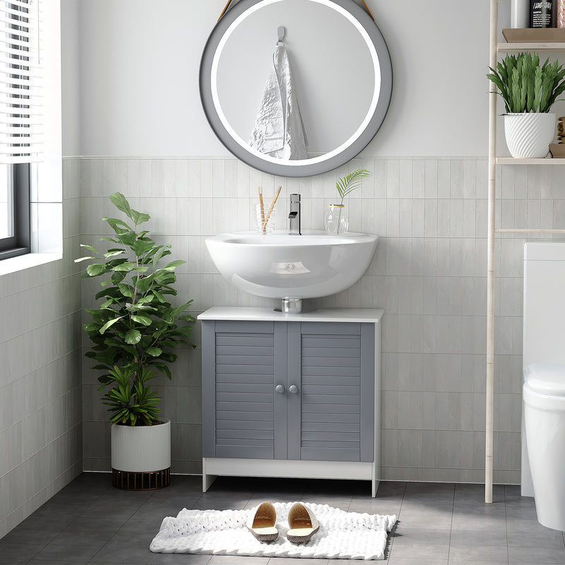 kleankin Under Sink Cabinet Bathroom Floor Unit w/ Adjustable Shelf and Doors