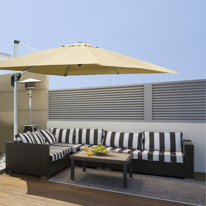 Outsunny 3(m) Cantilever Roma Parasol w/ Crank & Tilt, 360°Rotating, Beige