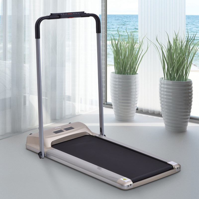 HOMCOM Folding Treadmill, 1-10km/h Electric Running Machine w/ LCD Monitor