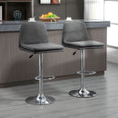 HOMCOM Morden Adjustable Swivel Bar Stools Set of 2, with Backrest, Grey
