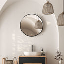 kleankin Round Bathroom Mirror, Modern Wall Mirror Aluminium Frame, 50x50 cm
