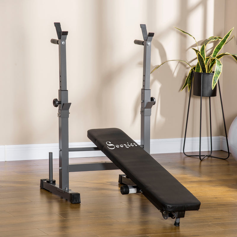 HOMCOM Adjustable Weight Bench Foldable with Barbell Rack and Dip Station