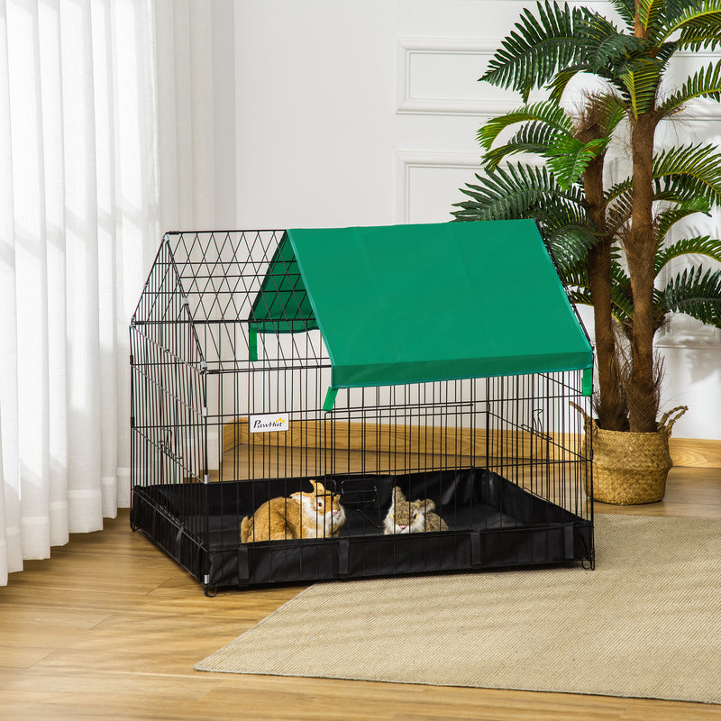 PawHut Rabbit Cage Guinea Pig Small Animal Playpen Water Proof Roof 90x75x75 cm