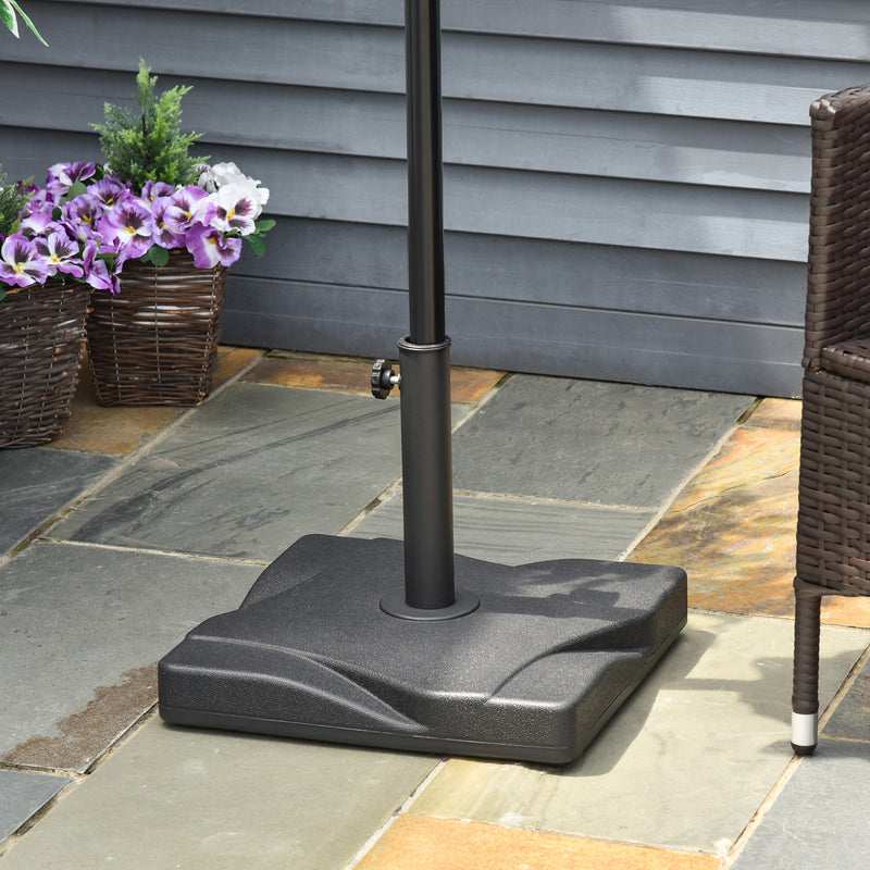Outsunny 20KG Square Patio Umbrella Base, Fits ?32mm,?38mm,?48mm Pole - Black