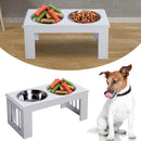 PawHut Raised Dog Bowls Pet Feeder Elevated Double Stainless Steel Water White