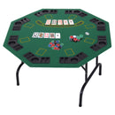 HOMCOM 8 Player Folding Games Poker Table Chip Cup Holder Steel Base Felt Green