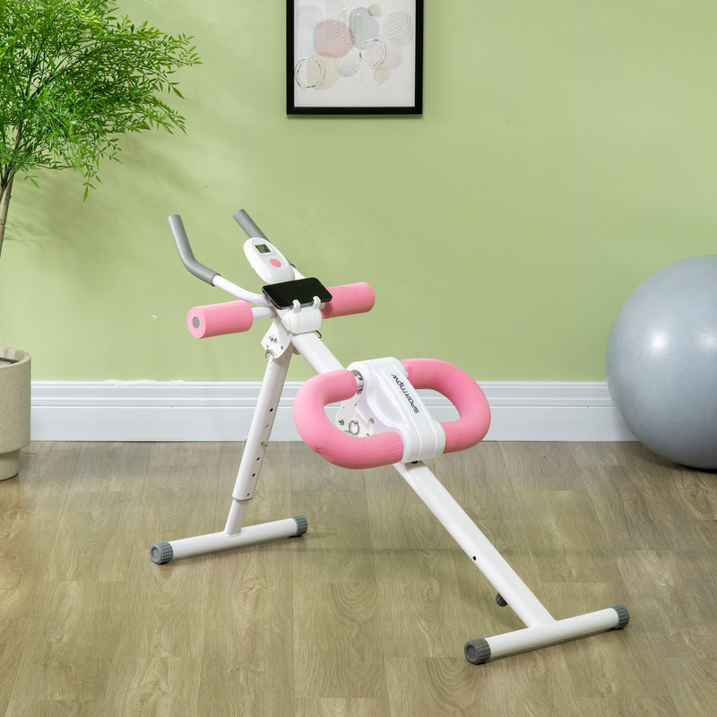 SPORTNOW Foldable Ab Machine, Abs Trainer with Adjustable Height, LCD Monitor