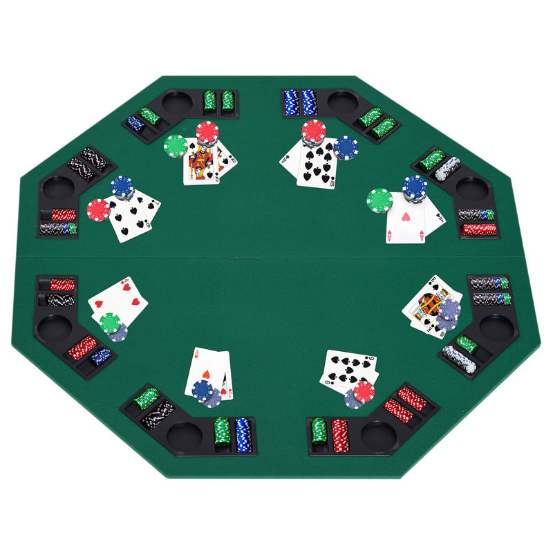 HOMCOM 1.2m/48" Foldable Poker Table Top - 8 Players - Blackjack - Chip - Trays