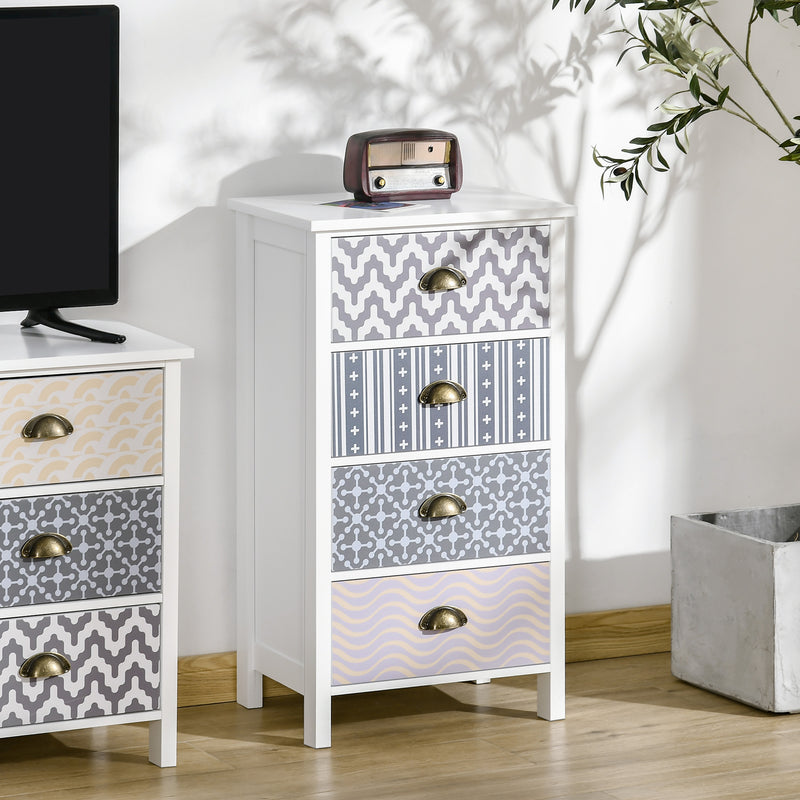 HOMCOM Chest of Drawers, 4 Drawer Unit Storage Chest Bedroom Living Room