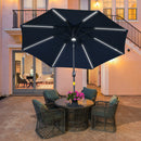 Outsunny 2.7m Garden Parasol Summer Shelter w/ LED Solar Light Crank Tilt Blue