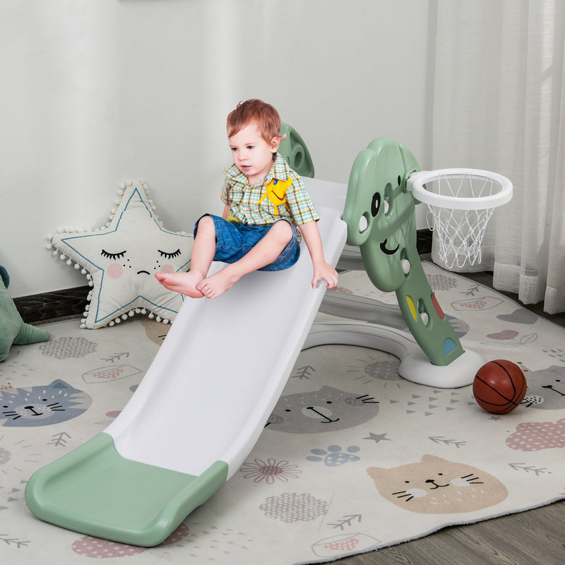 HOMCOM Kids Slide with Basketball Hoop Toddler Climber Freestanding Slider