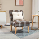 HOMCOM Dining Chair Linen-Touch Fabric Kitchen Chair W/ Rubber Wood Legs Brown