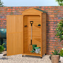 Outsunny 74x55x155cm Garden Storage Shed Cabinet 2 Shelves Hooks Lock Yellow