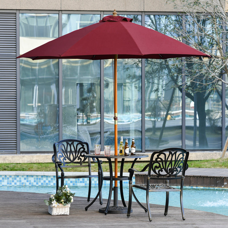Outsunny 2.5m Wooden Garden Parasol Outdoor Umbrella Canopy w/ Vent Red