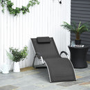 Outsunny Sun Lounge Recliner Lounge Chair Design Ergonomic w/ Pillow Black