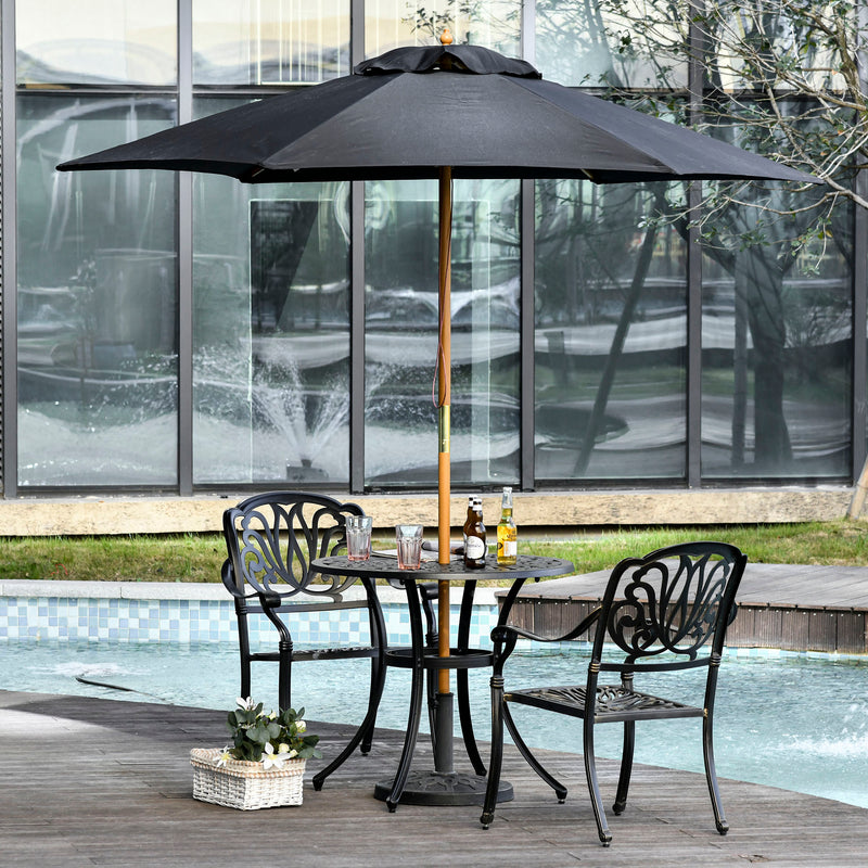 Outsunny 2.5m Wood Garden Parasol Sun Shade Patio Outdoor Wooden Umbrella Canopy