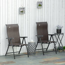 Outsunny Set of 2 Outdoor Rattan Folding Chair Set w/ Adjustable Backrest Brown