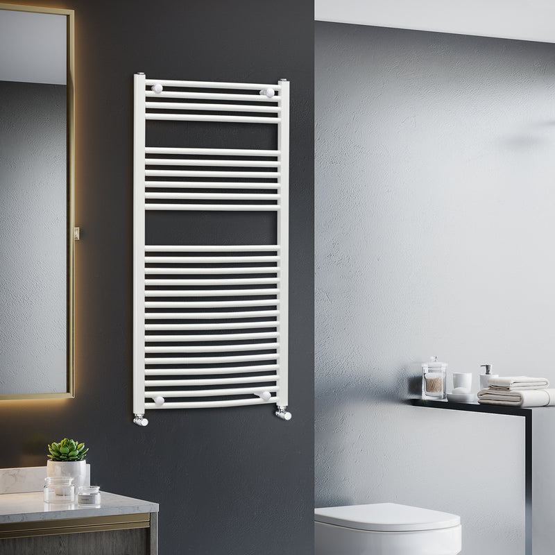 HOMCOM Heated Towel Rail, Hydronic Bathroom Ladder Radiator 600mm x 1200mm White