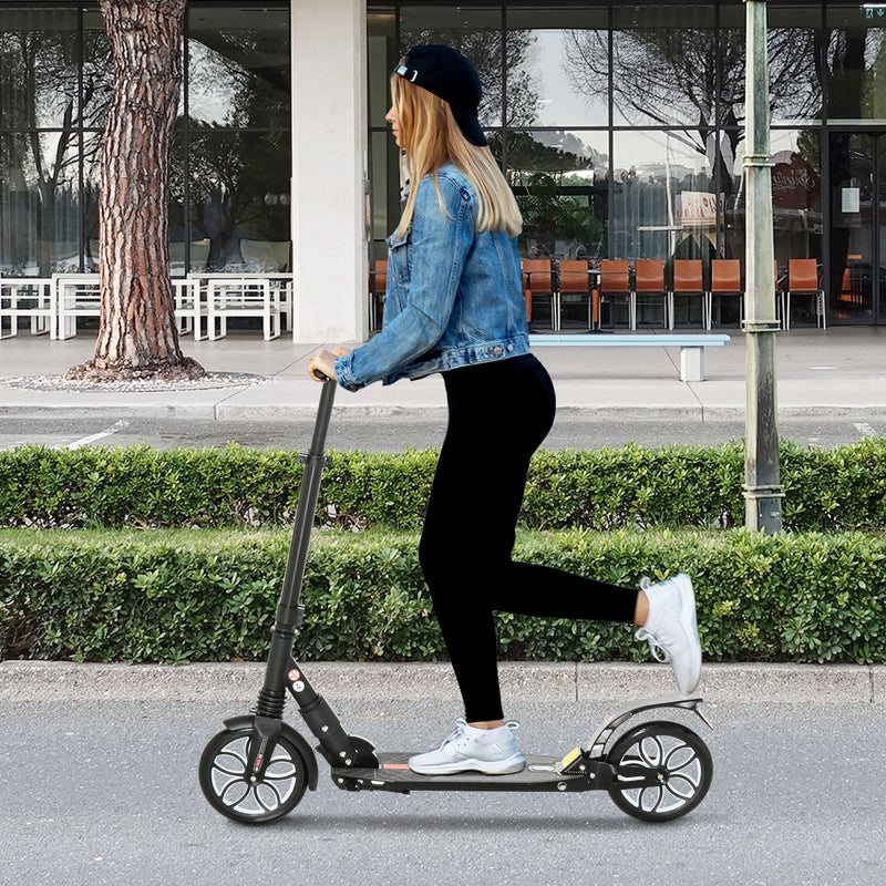 HOMCOM Folding Kick Scooter Hight-Adjustable w/ Rear Brake & Double Shock Black