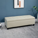 HOMCOM Linen Storage Ottoman Bench Padded w/ Tufting Hinged Lid Wood Frame Beige
