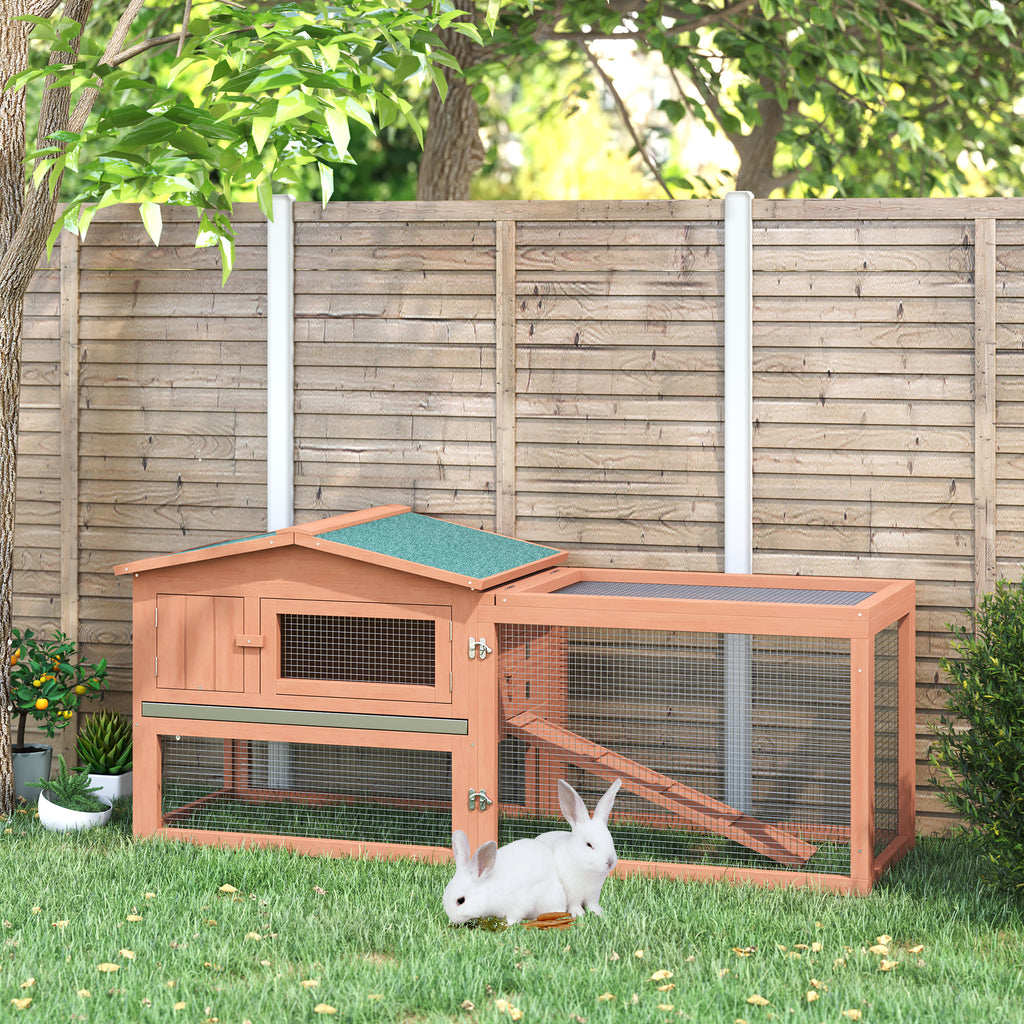 PawHut Wooden Rabbit Hutch Enclosure Run House 2 Tier Large Coop Run P