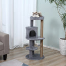 PawHut 4 Tiers 104cm Cat Tree W/ Scratching Posts Perches  Hanging Ball, Beige