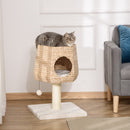 PawHut Cat Tree Activity Center with Cattail Fluff Bed Condo Sisal Post Ball
