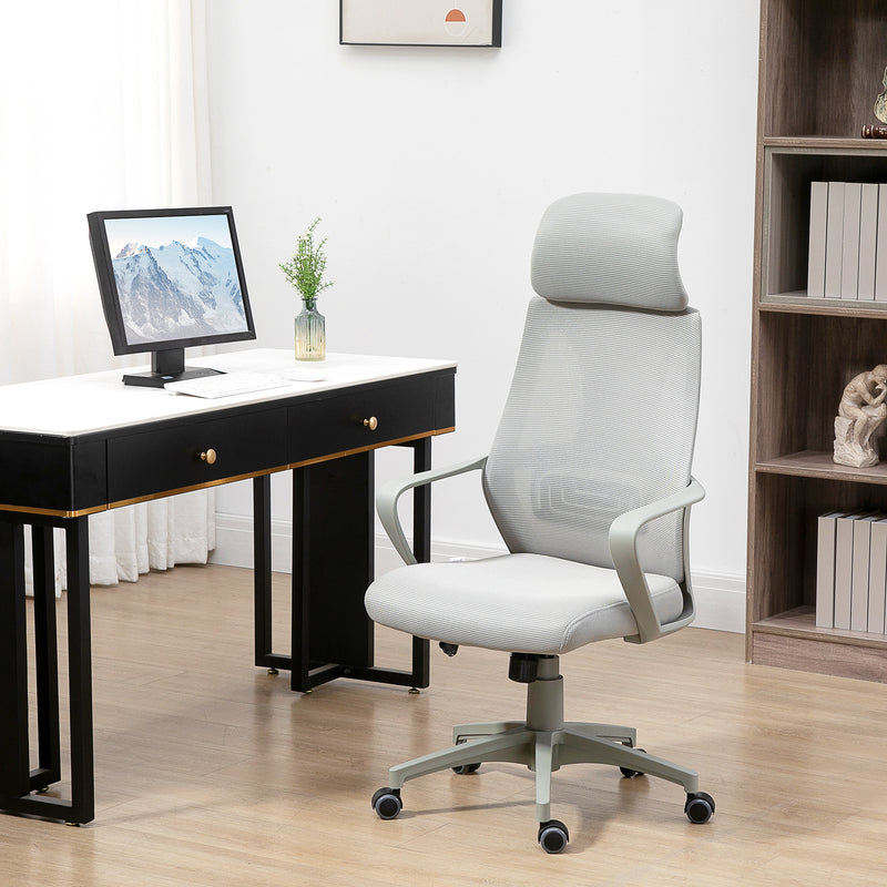 Vinsetto Mesh Back Office Chair w/ Adjustable Height Padded Headrest Grey