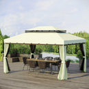 Outsunny 3m x 3.6m Aluminium Gazebo Canopy Patio Marquee Party Tent Cream White