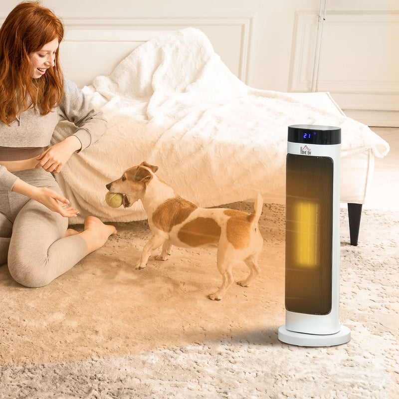 HOMCOM Freestanding Ceramic Space Heater Fan Heater w/ 3 Heat Settings, Black