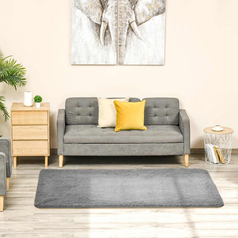 HOMCOM Grey Fluffy Area Rug Shaggy Carpet for Living Room, Bedroom, 120x200cm