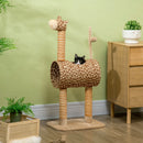 PawHut Cat Tree Cute Giraffe Kitten Play Tower w/ Scratching Posts, Tunnel, Ball
