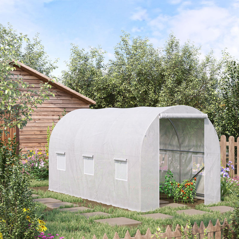 outsunny grow tent Outsunny Large Walk-in Greenhouse Poly Tunnel Galvanised Garden Plants
