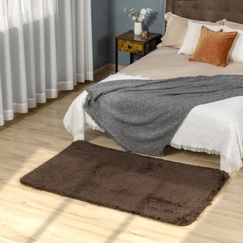 HOMCOM Brown Fluffy Area Rug Shaggy Carpet for Living Room, Bedroom, 90x150cm