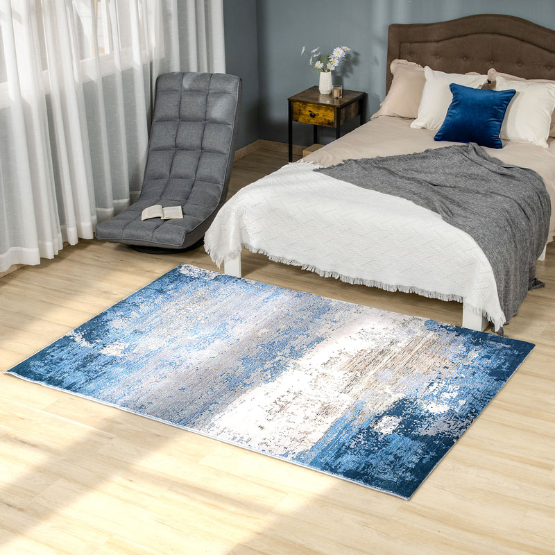 HOMCOM Blue Large Area Rug, Render Carpet for Living Room Bedroom, 160x200cm