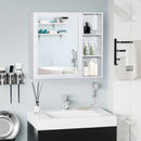 kleankin Bathroom White Cabinet Wall Mounted Storage Organiser w/ Mirrored Door