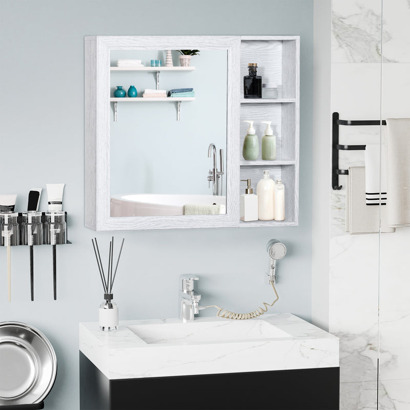 kleankin Bathroom Cabinet Wall Mounted Storage Organiser w/ Mirrored Door White
