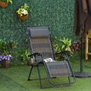 Outsunny Zero Gravity Folding Chair Metal Frame Cup Phone Holder Deck Poolside