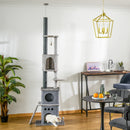 PawHut 255cm Cat Tree Floor To Ceiling Kitty Activity Center With Double Condo