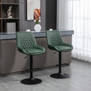 HOMCOM Bar Stools Set of 2, Adjustable Bar Chairs 360° Swivel for Kitchen Green