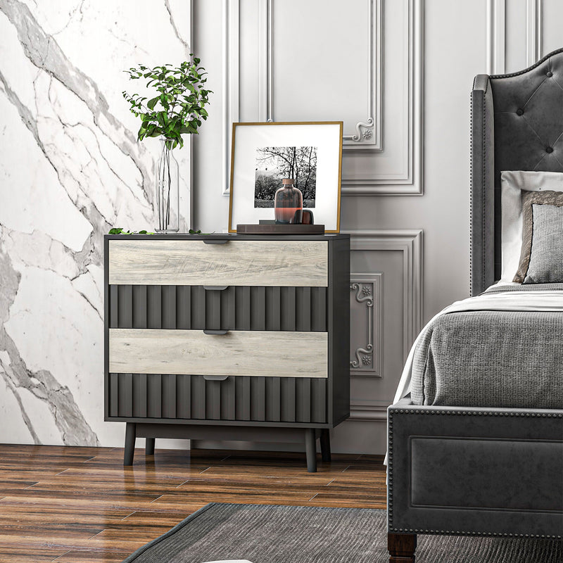 HOMCOM Chest of Drawers, 4 Drawer Storage Cabinet Organiser Bedroom, Grey